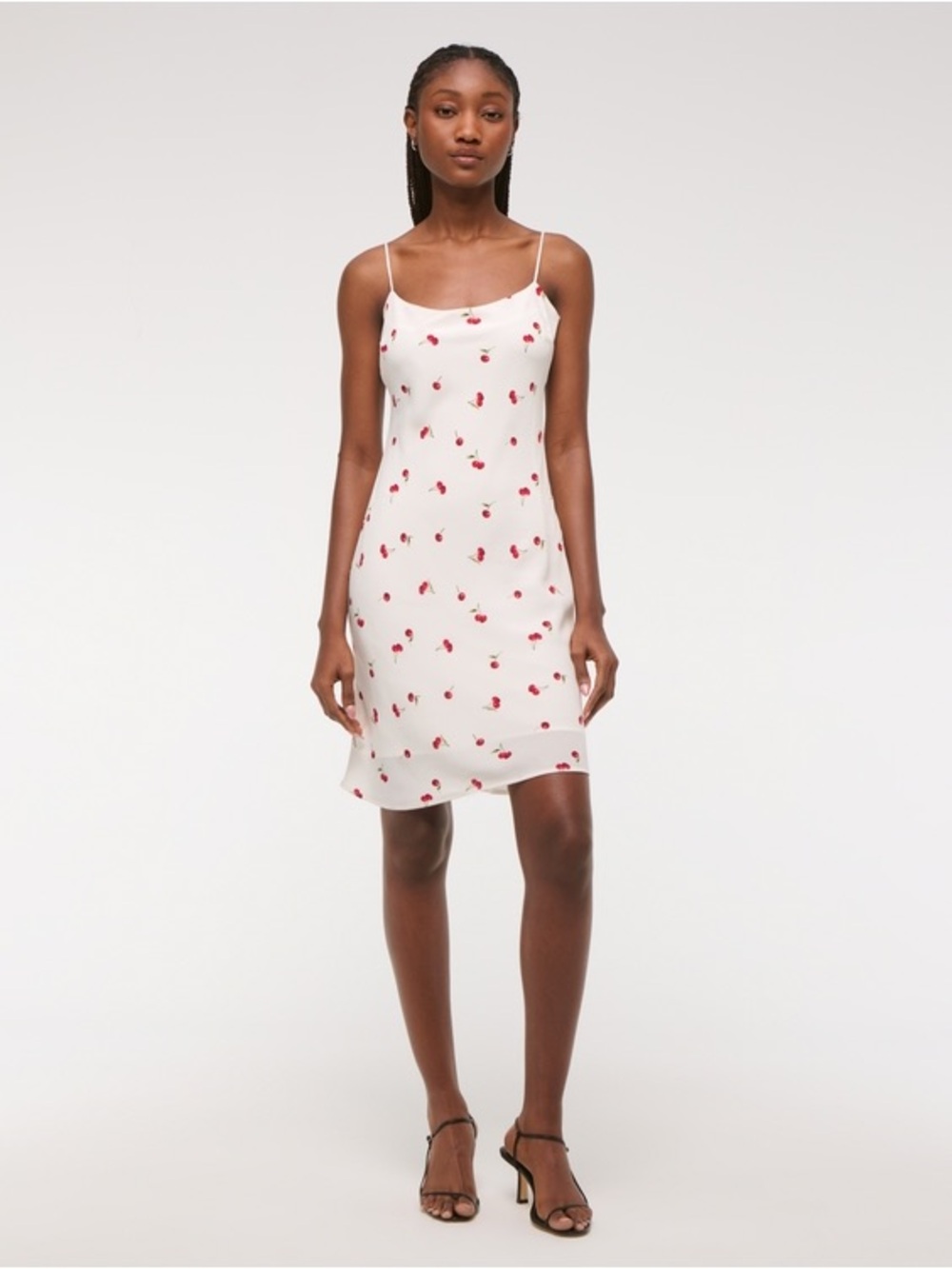 NWT sz M Abercrombie cherry print silky slip dress NEW $90! - Picture 1 of 5